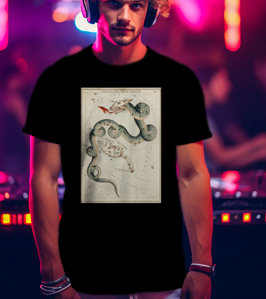 Draco And Ursa Minor Celestial Map T-Shirt