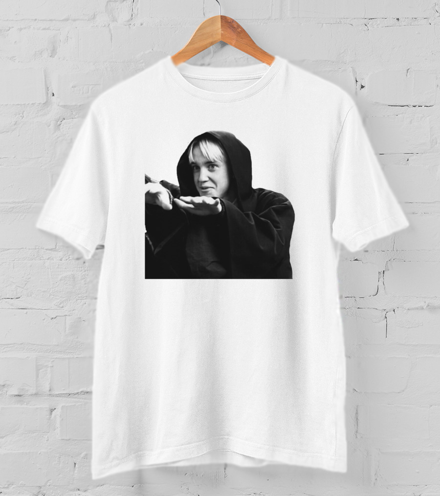 Draco Malfoy Black And White Hooded Cloak Image T-Shirt