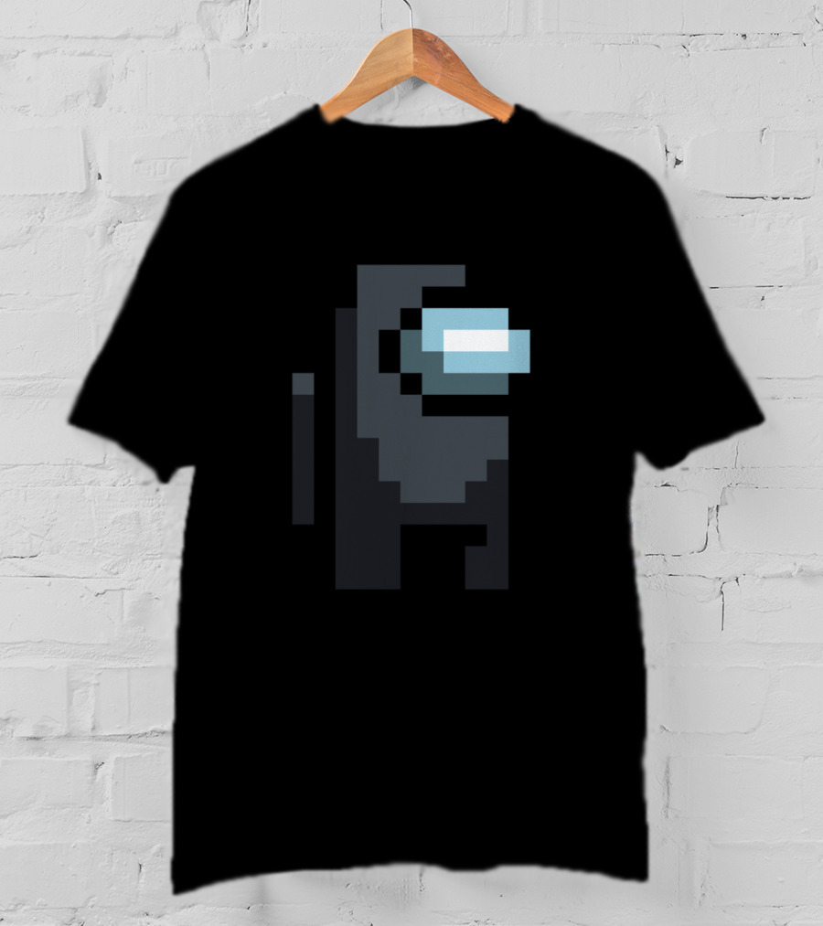 Among Us Crewmate Pixel Art Black Character T-Shirt