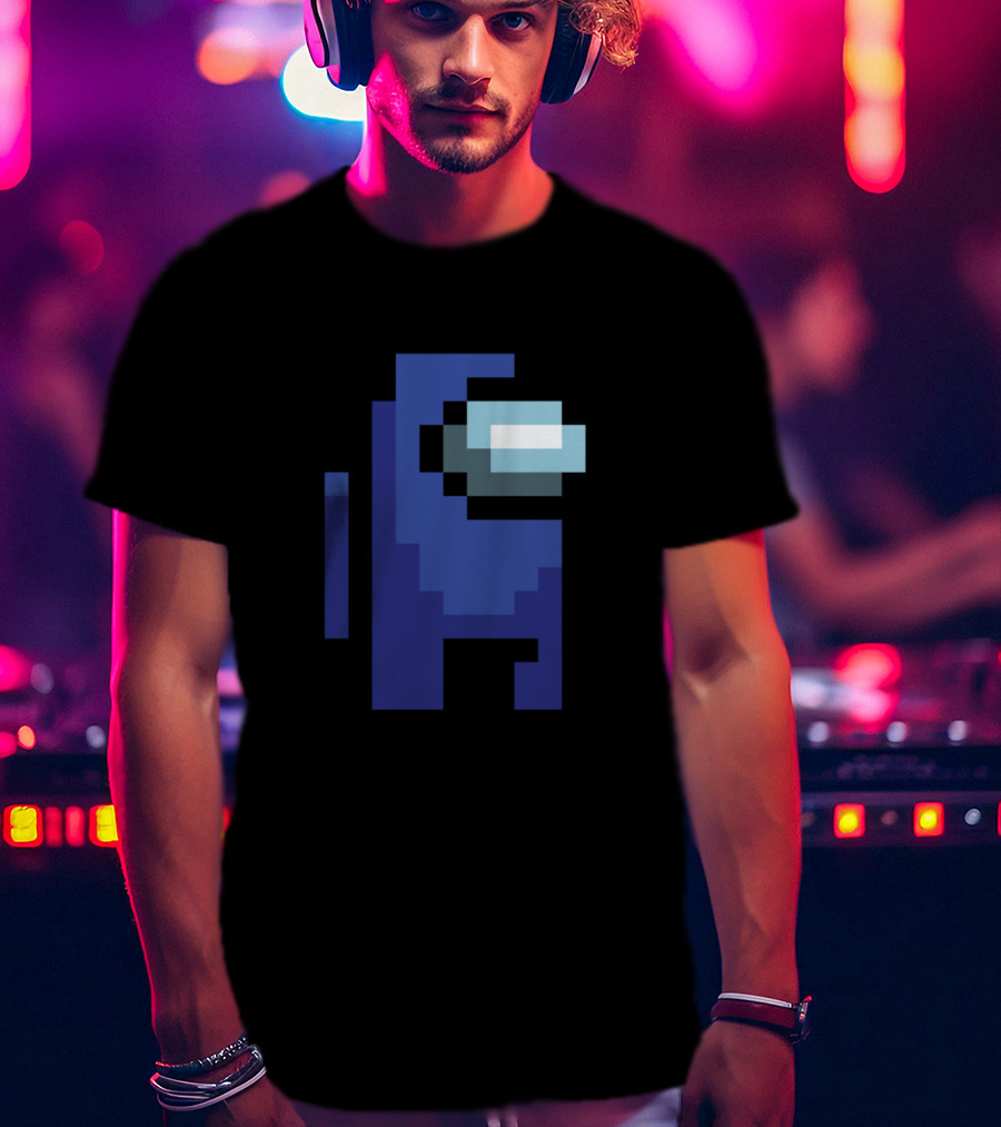 Among Us Blue Crewmate Pixel T-Shirt