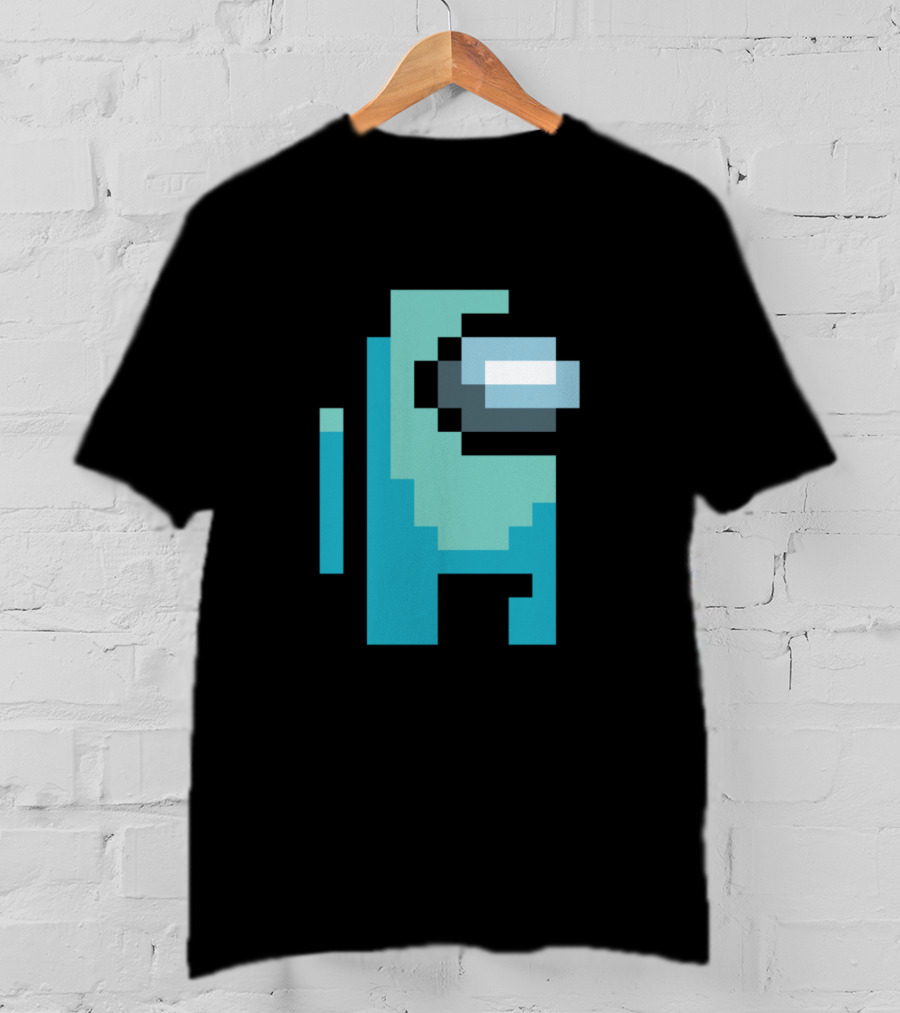 Among Us Cyan Crewmate Pixel T-Shirt