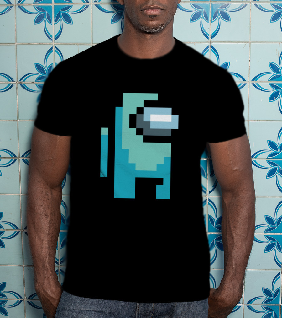 Among Us Cyan Crewmate Pixel T-Shirt