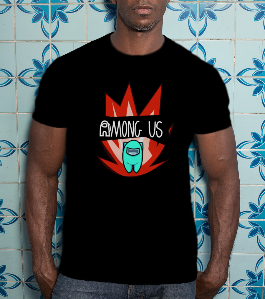 AMONG US Cyanmc4qd Crewmate With Fiery Background T-Shirt