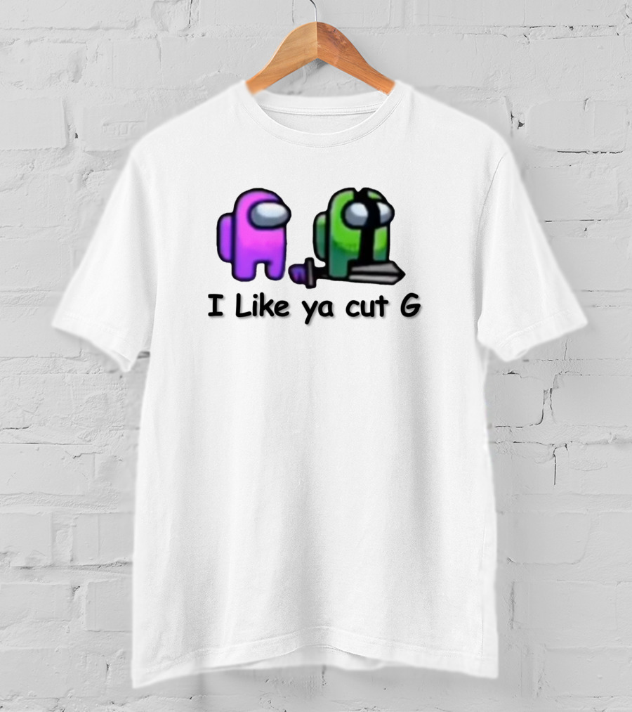 Among Us I Like Ya Cut G Purple And Green Characters With Sword T-Shirt