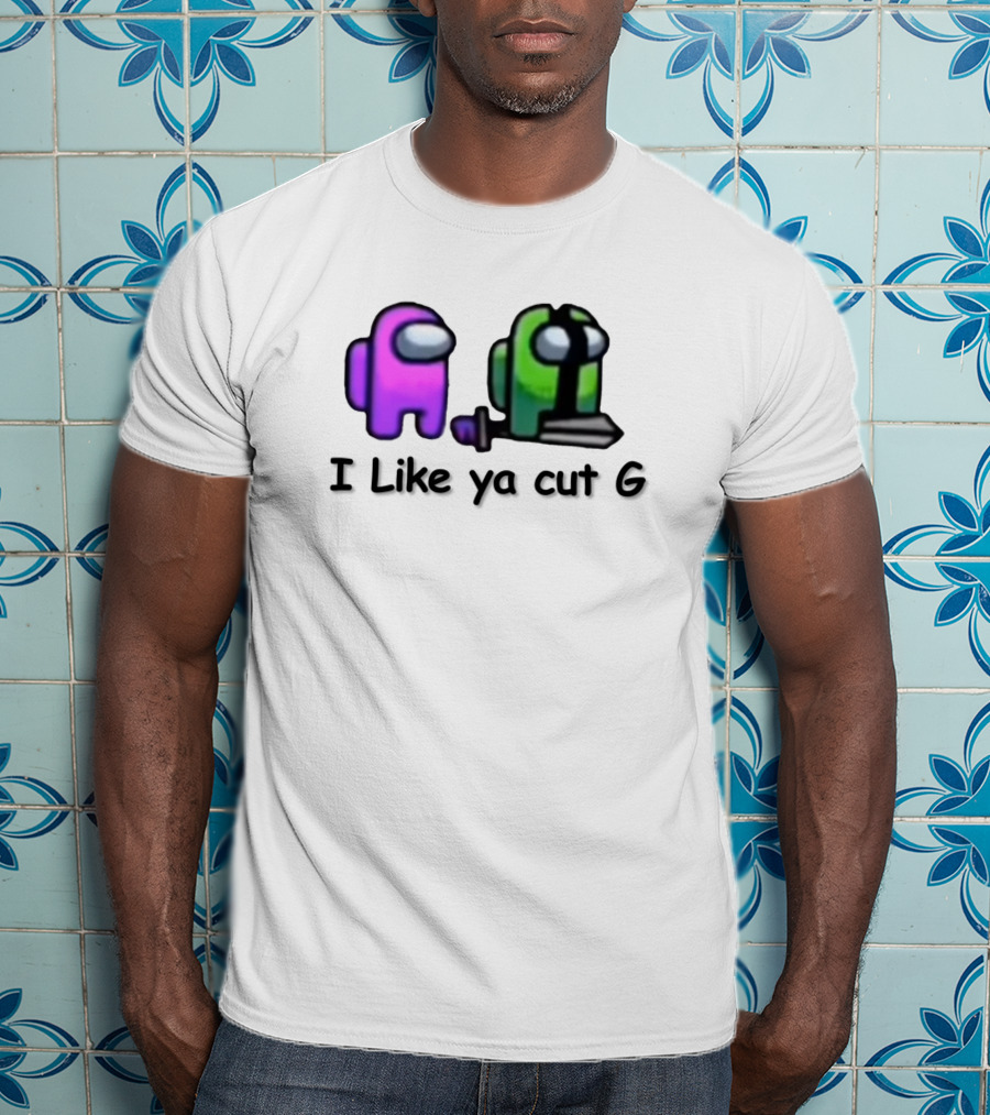 Among Us I Like Ya Cut G Purple And Green Characters With Sword T-Shirt