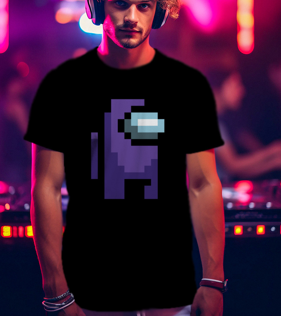 Among Us Purple Character Pixel T-Shirt