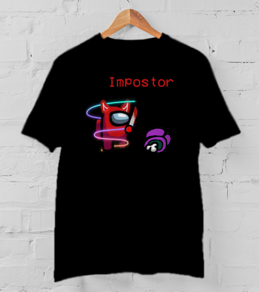 Among Us Impostor Red Crewmate With Knife And Purple Crewmate Defeated T-Shirt