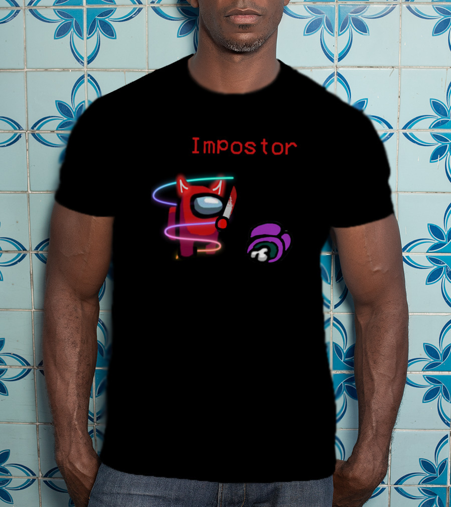 Among Us Impostor Red Crewmate With Knife And Purple Crewmate Defeated T-Shirt