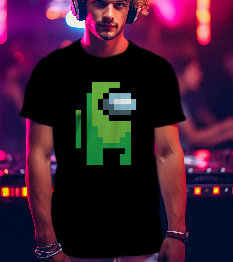 Among Us Lime Crewmate Character Pixel T-Shirt