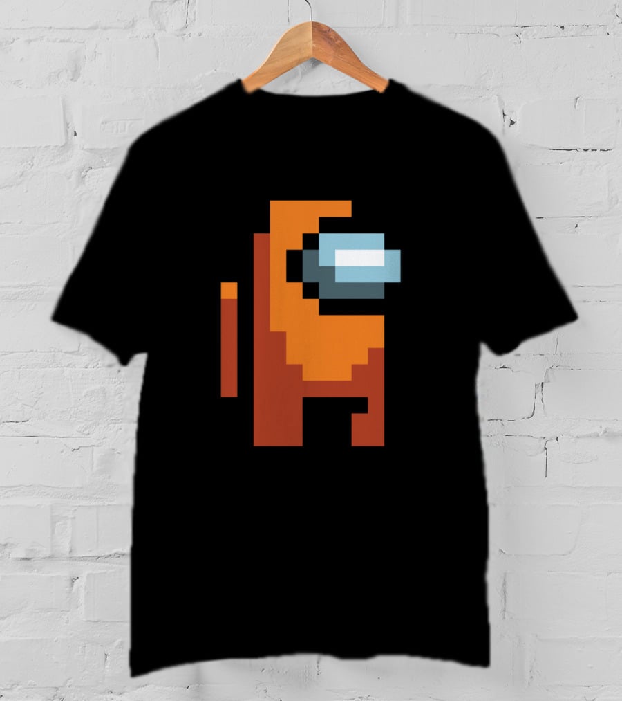 Among Us Orange Crewmate Pixel T-Shirt