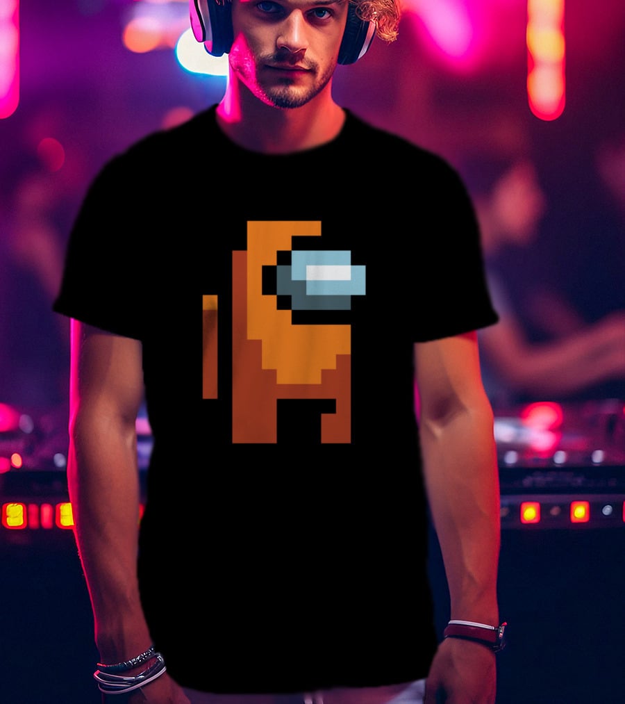 Among Us Orange Crewmate Pixel T-Shirt