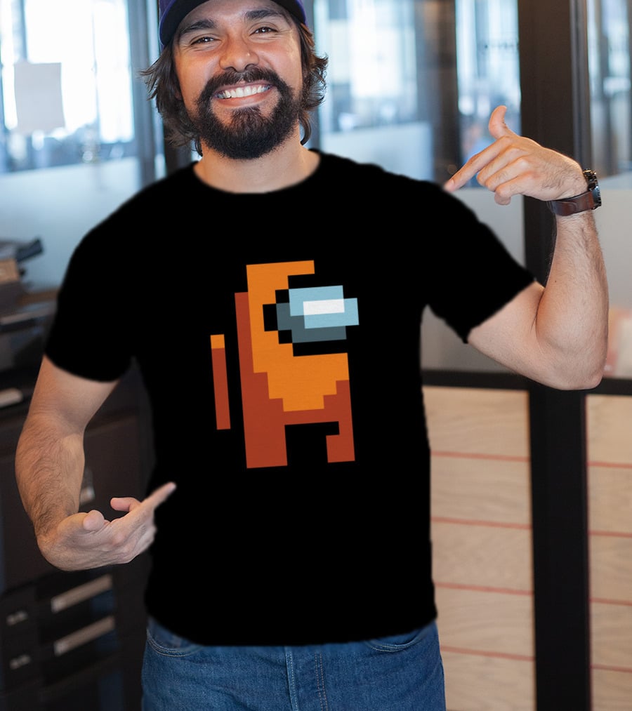Among Us Orange Crewmate Pixel T-Shirt