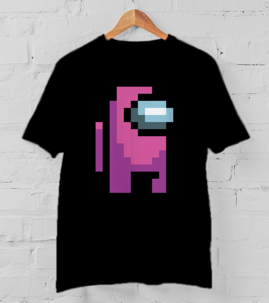 Among Us Pink Crewmate Character Pixel T-Shirt
