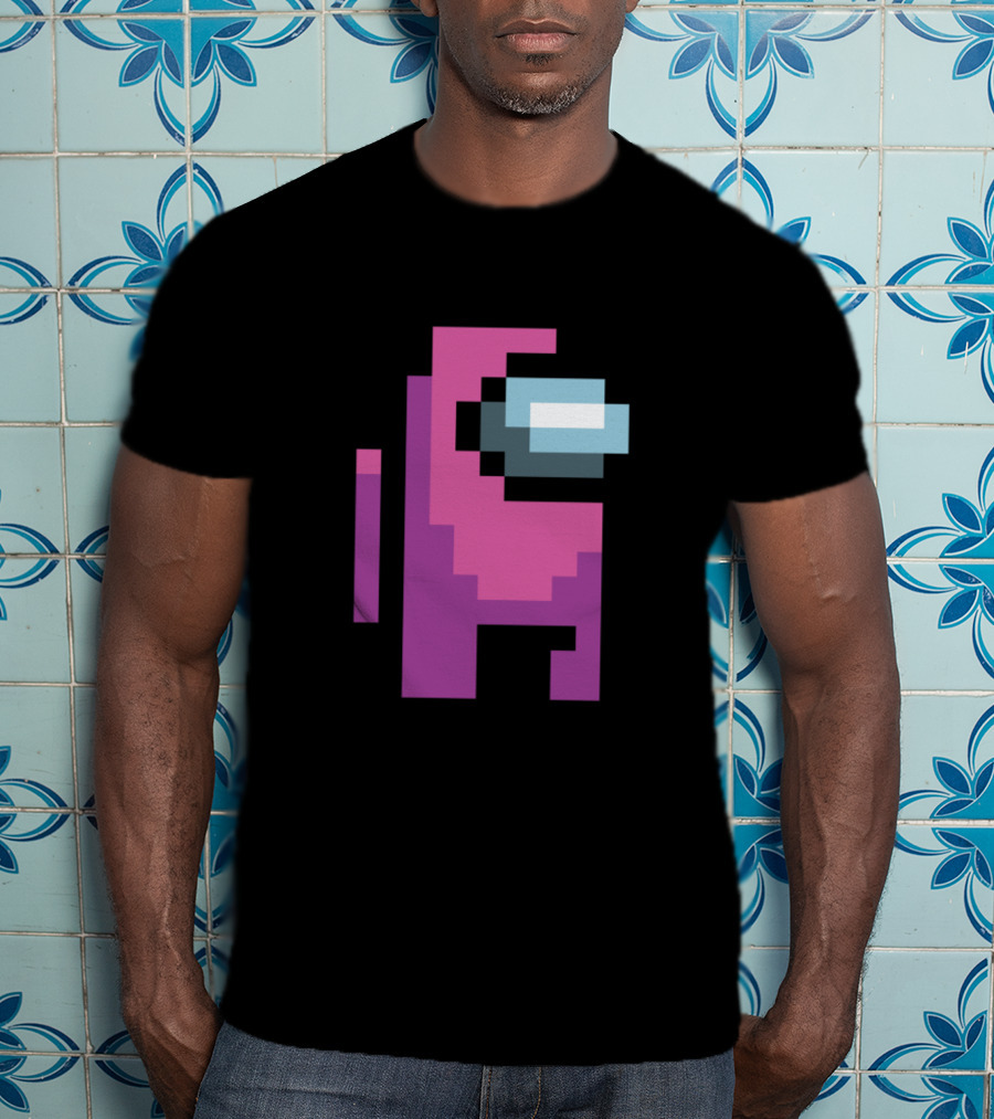 Among Us Pink Crewmate Character Pixel T-Shirt