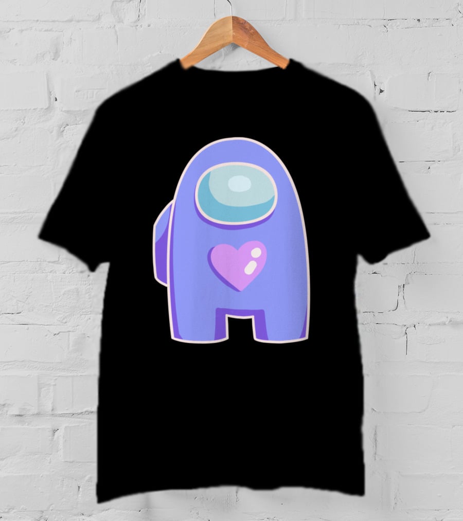 Blue Violet Among Us Crewmate Heart T-Shirt