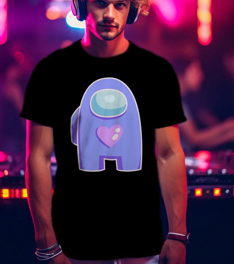 Blue Violet Among Us Crewmate Heart T-Shirt