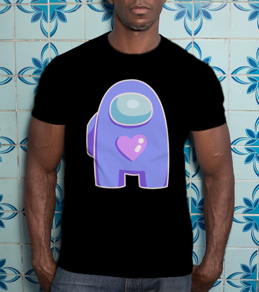 Blue Violet Among Us Crewmate Heart T-Shirt