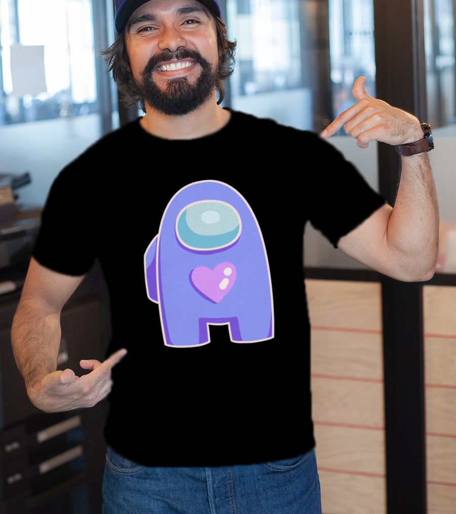 Blue Violet Among Us Crewmate Heart T-Shirt