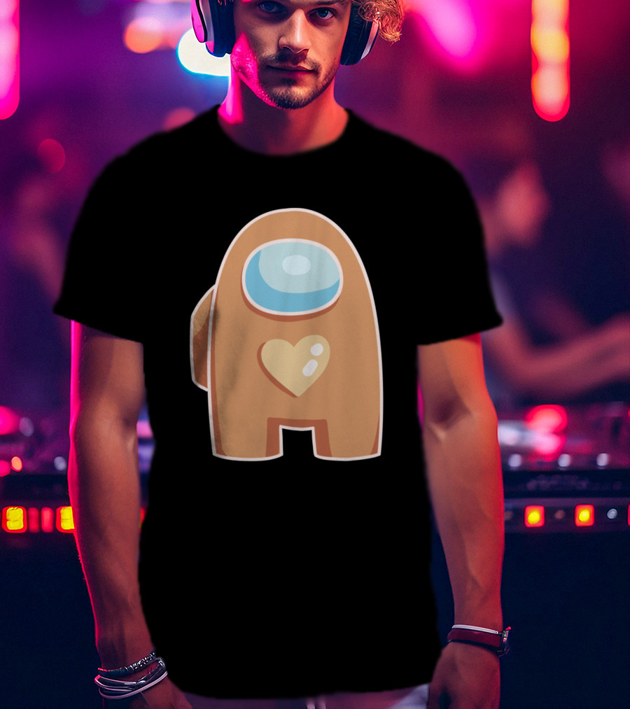 Brown Crewmate With Heart Among Us T-Shirt