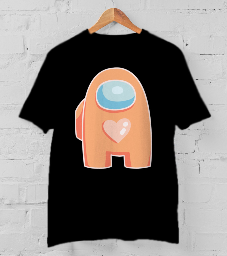 Orange Among Us Crewmate With Heart T-Shirt