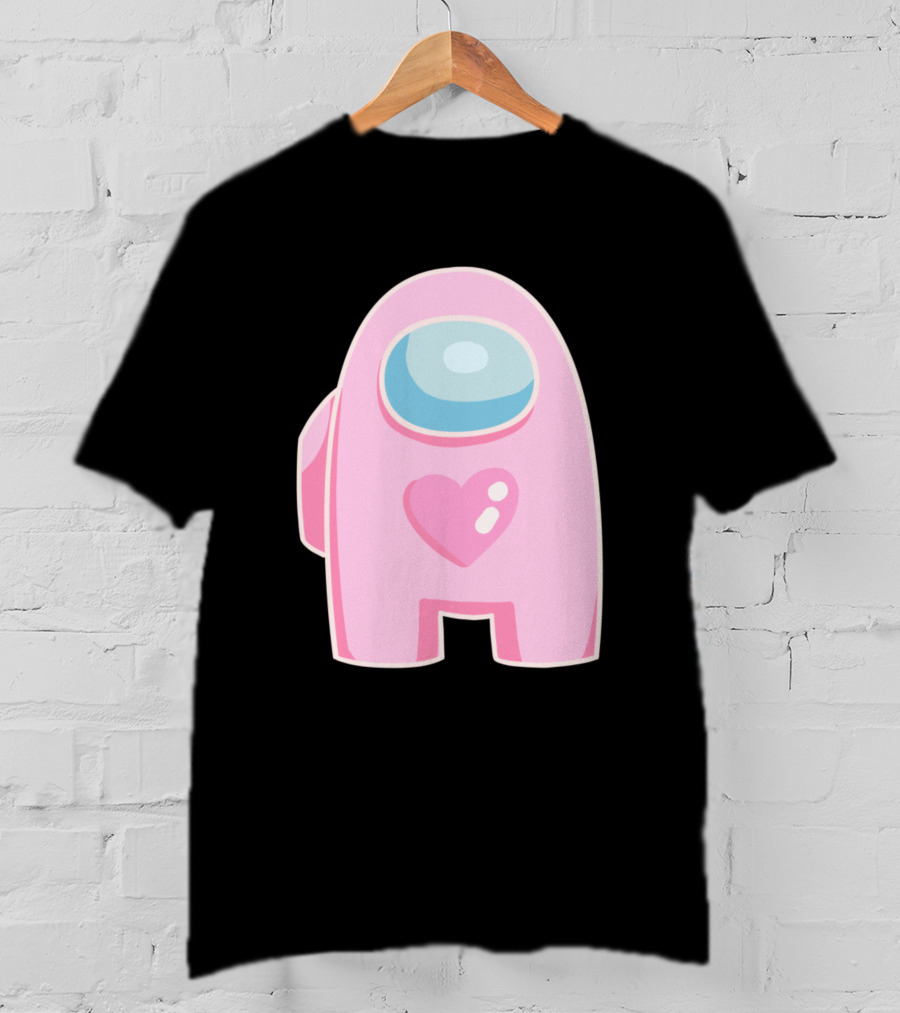 Pink Heart Among Us Crewmate Character T-Shirt