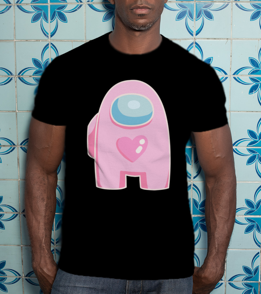 Pink Heart Among Us Crewmate Character T-Shirt