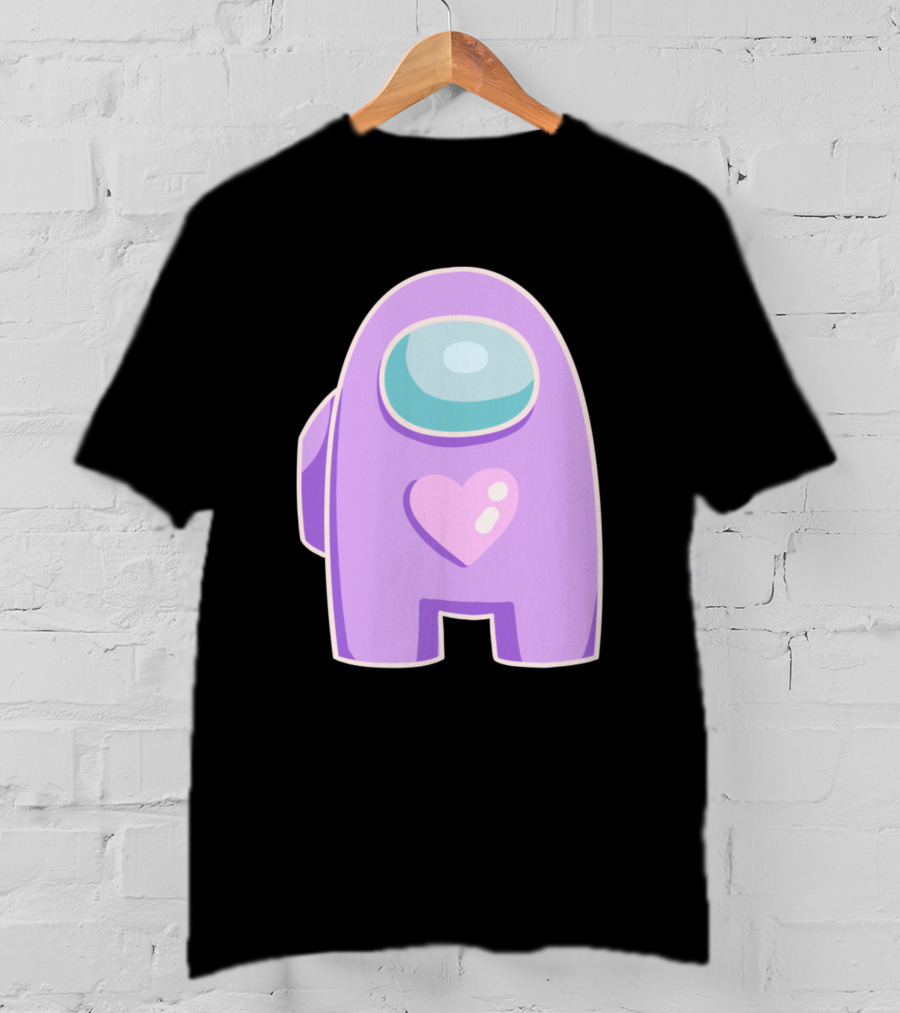 Purple Among Us Crewmate With Heart T-Shirt