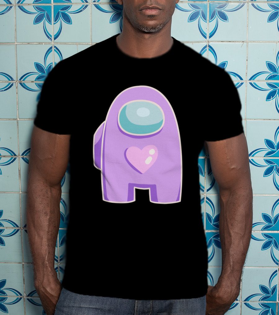 Purple Among Us Crewmate With Heart T-Shirt