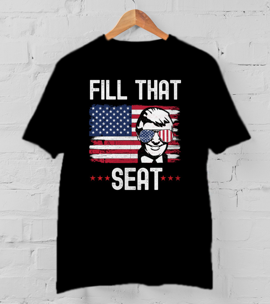 Fill That Seat Patriotic Flag Glasses Face T-Shirt