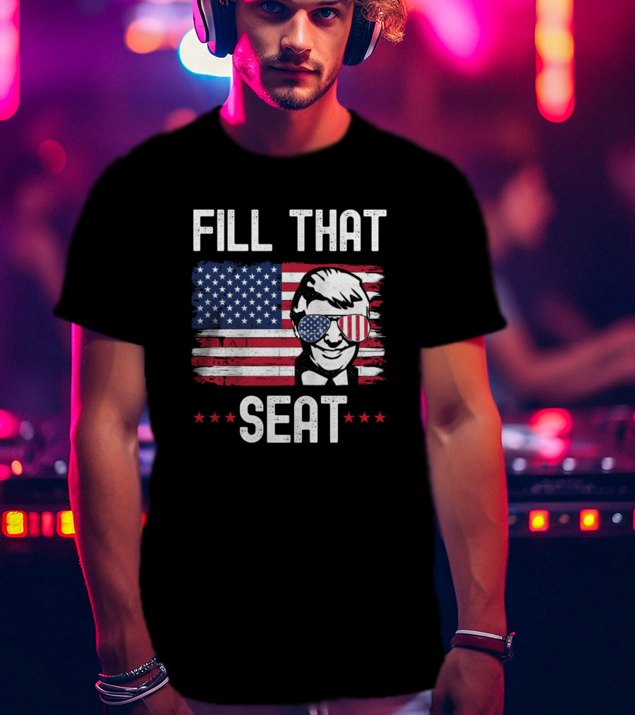 Fill That Seat Patriotic Flag Glasses Face T-Shirt