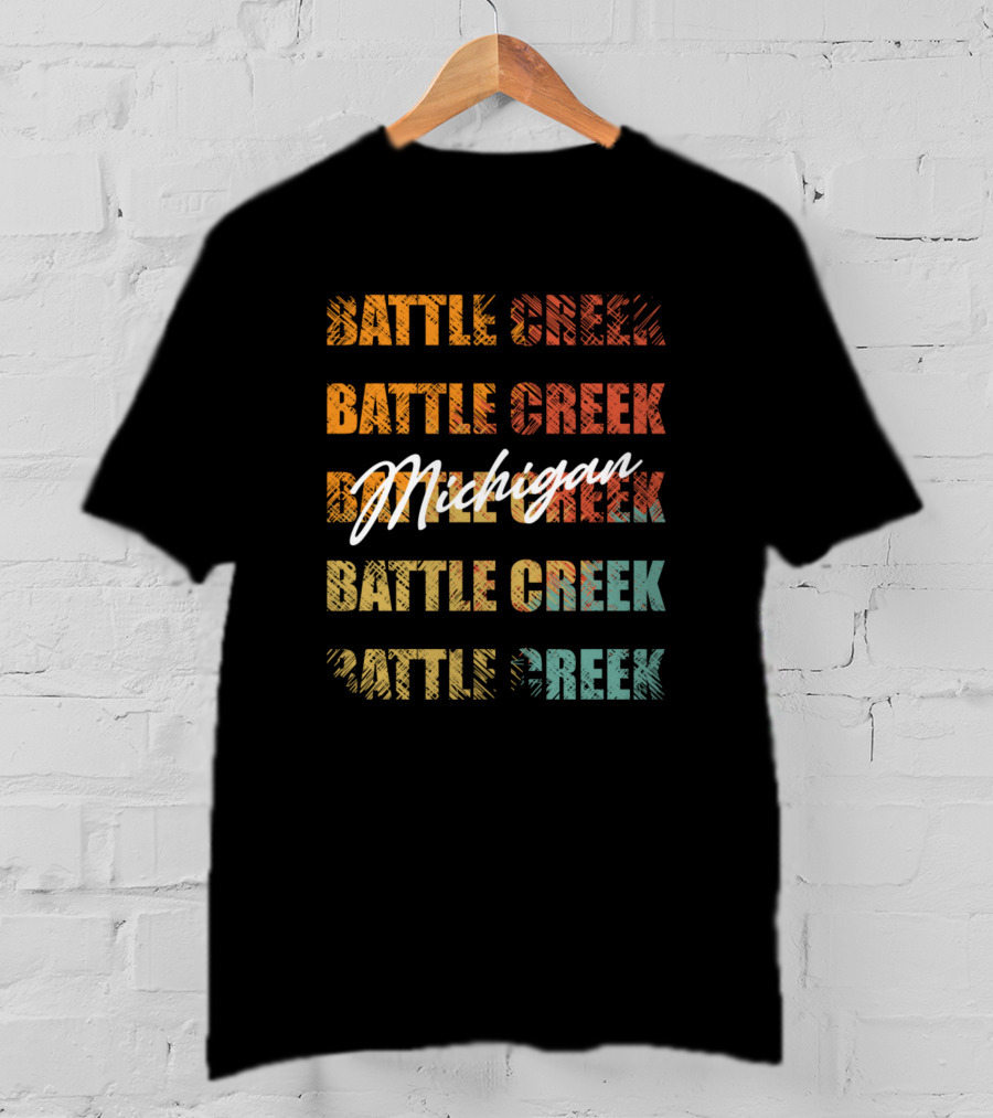 Battle Creek Michigan Retro Vintage Text T-Shirt