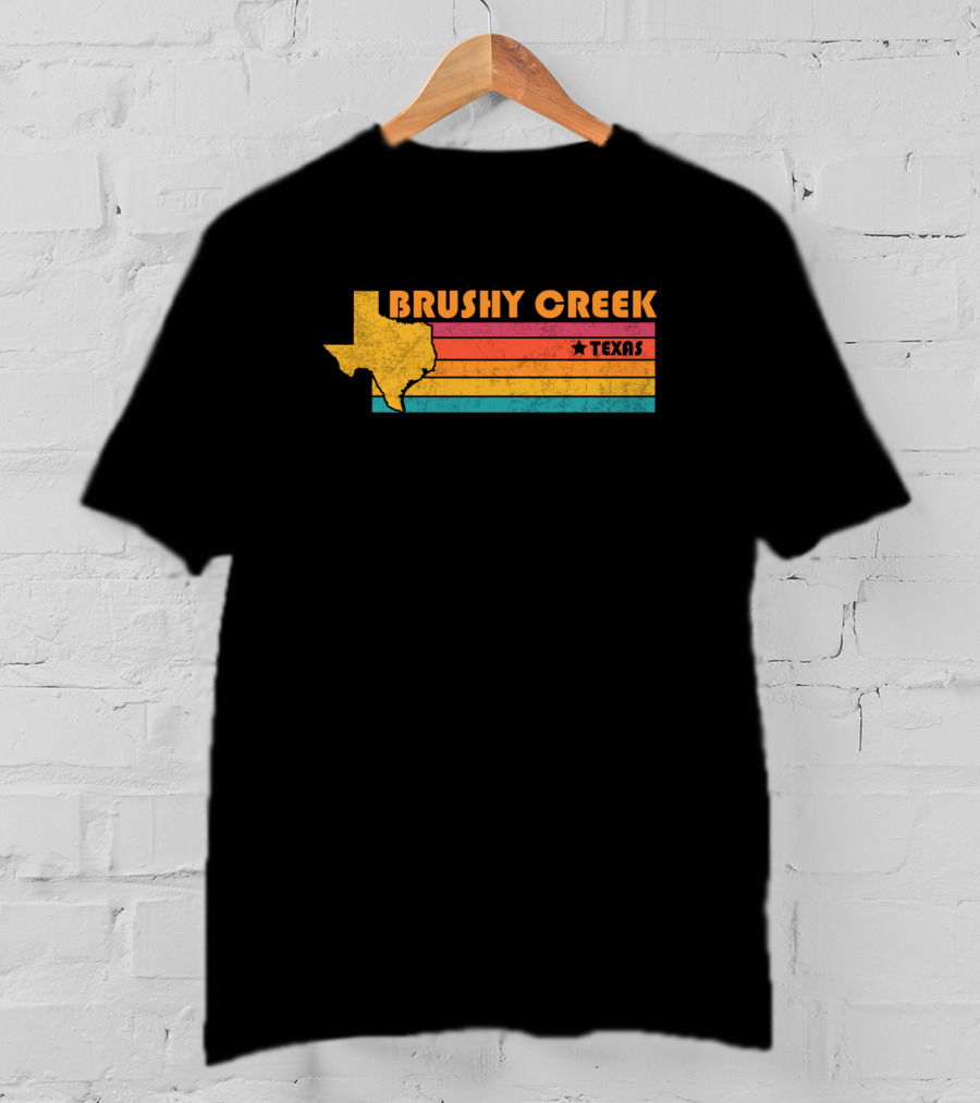 Brushy Creek Texas Vintage Stripes And Star Map T-Shirt