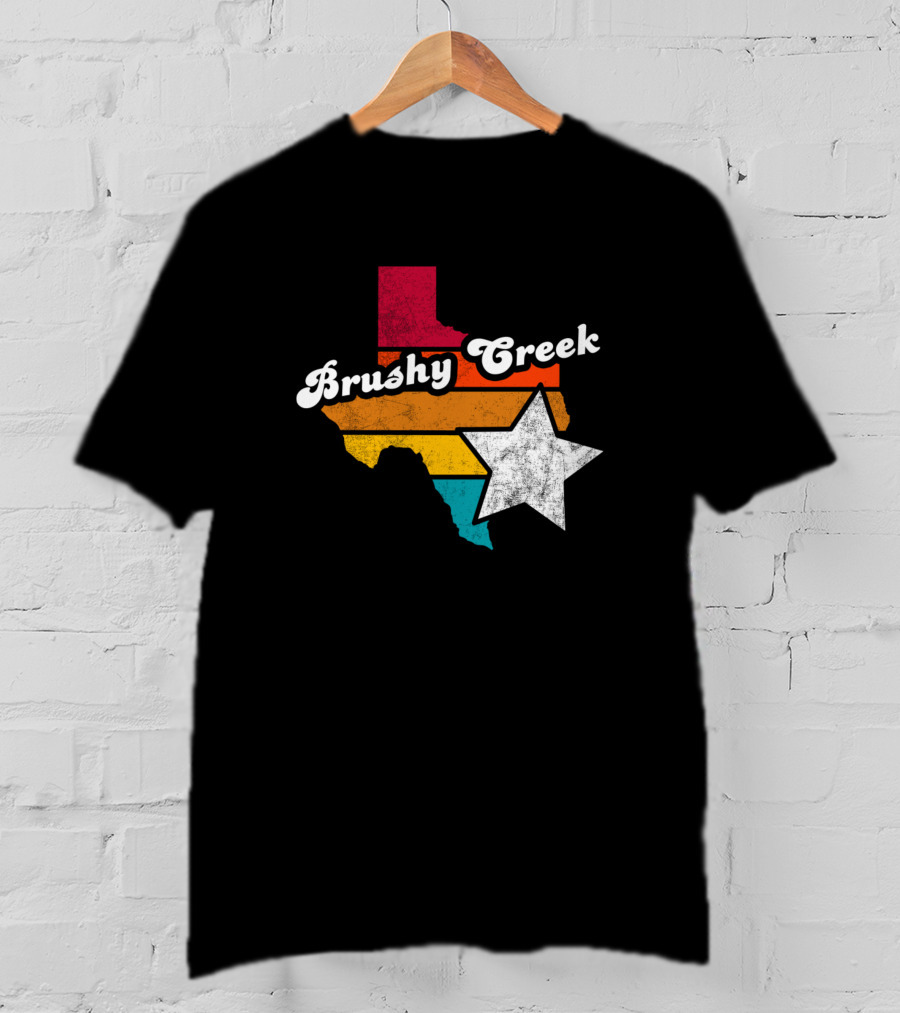 Brushy Creek Texas Retro Texas Map With Star T-Shirt