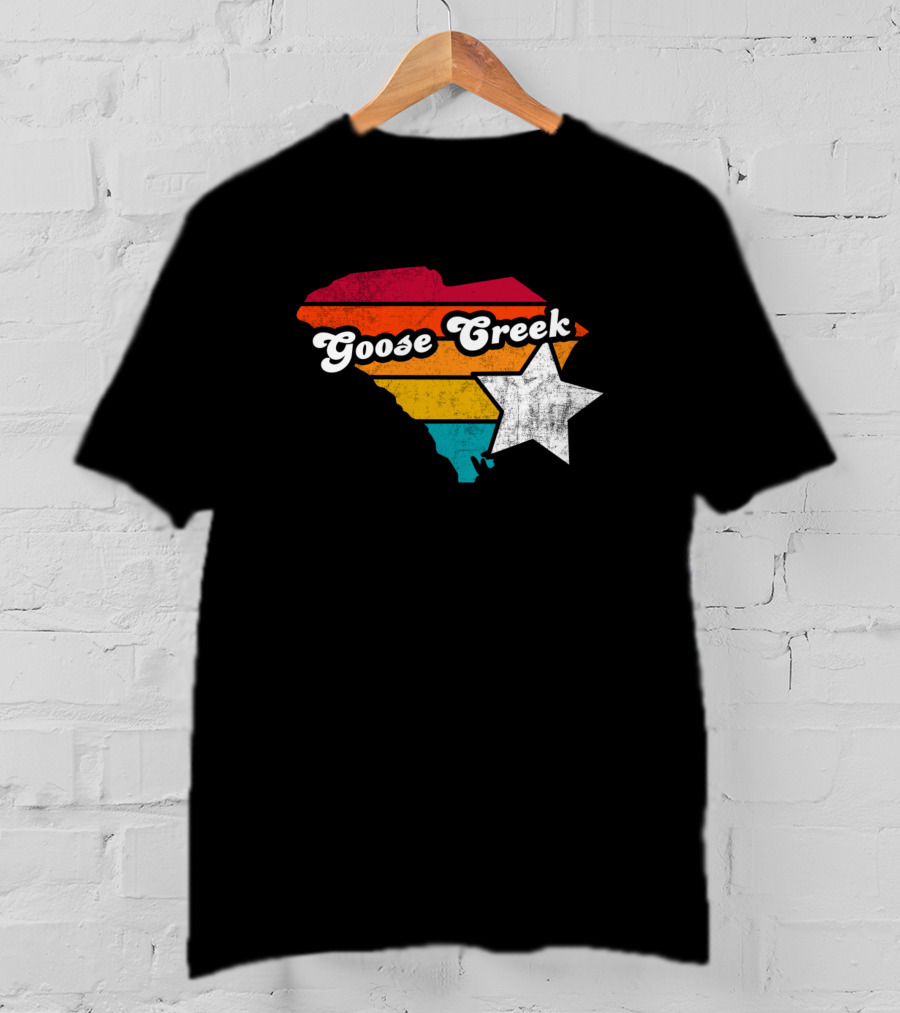 Goose Creek South Carolina State Map Retro Stripes Star T-Shirt