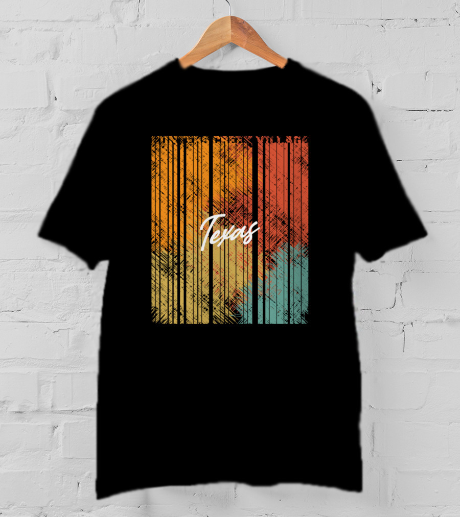 Hunters Creek Village Texas Vintage Retro Style Stripes T-Shirt