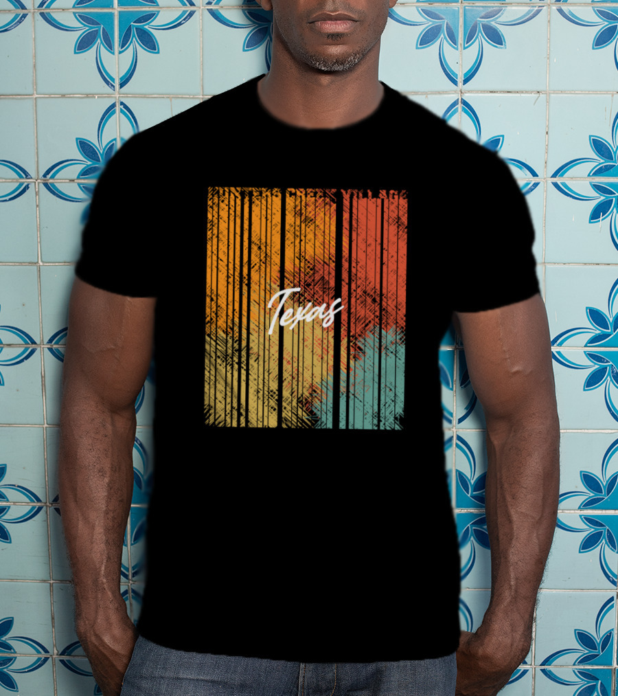 Hunters Creek Village Texas Vintage Retro Style Stripes T-Shirt