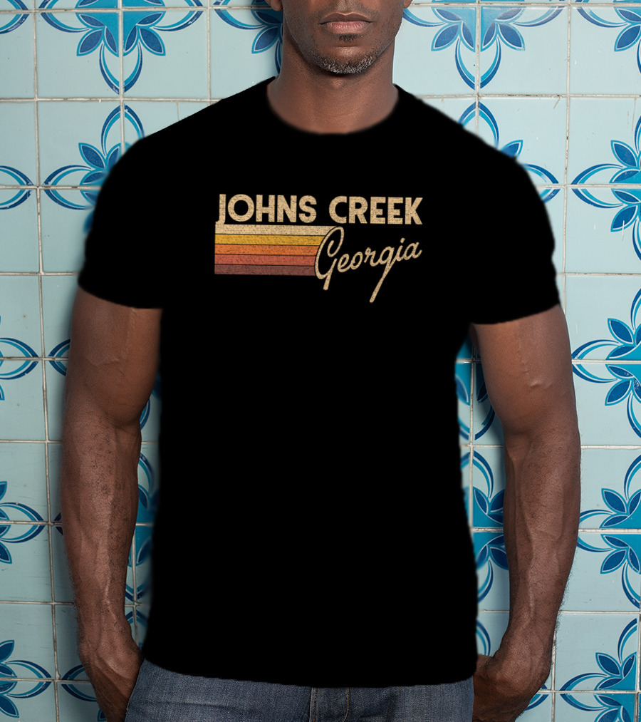 Johns Creek Georgia Vintage Retro Stripe T-Shirt
