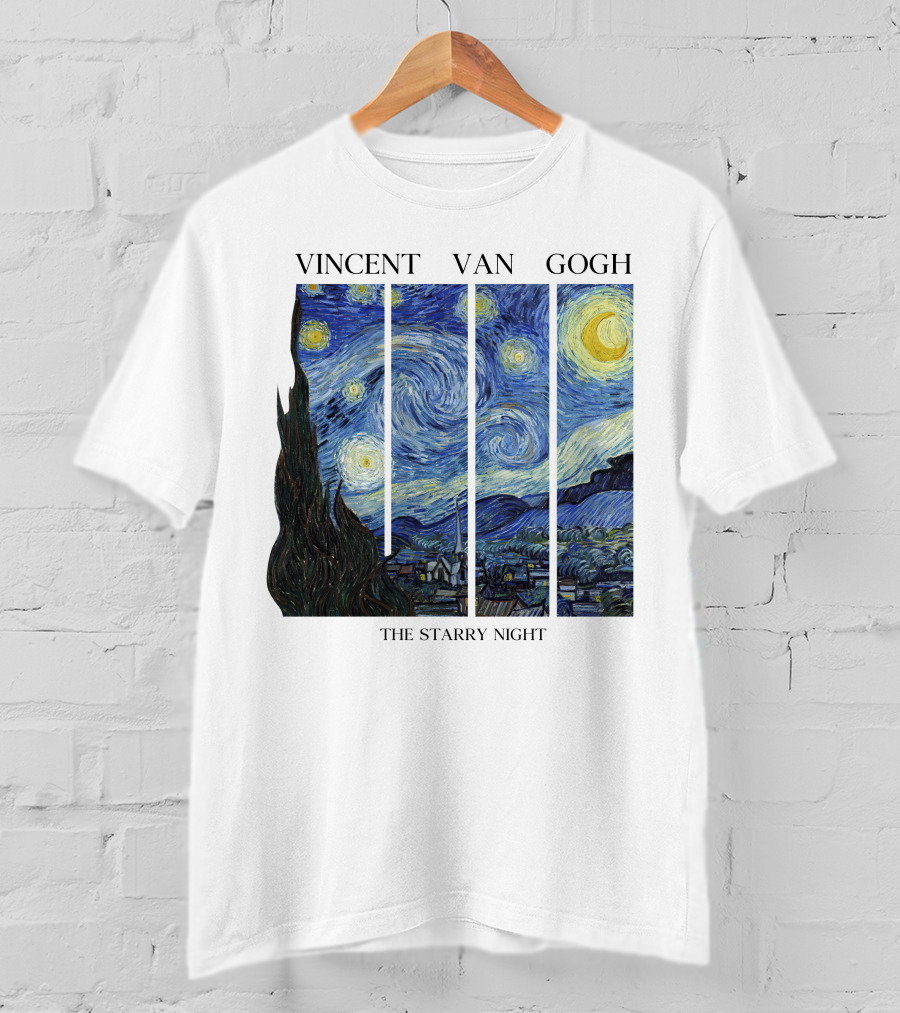 Vincent Van Gogh The Starry Night Quadrant Series T-Shirt