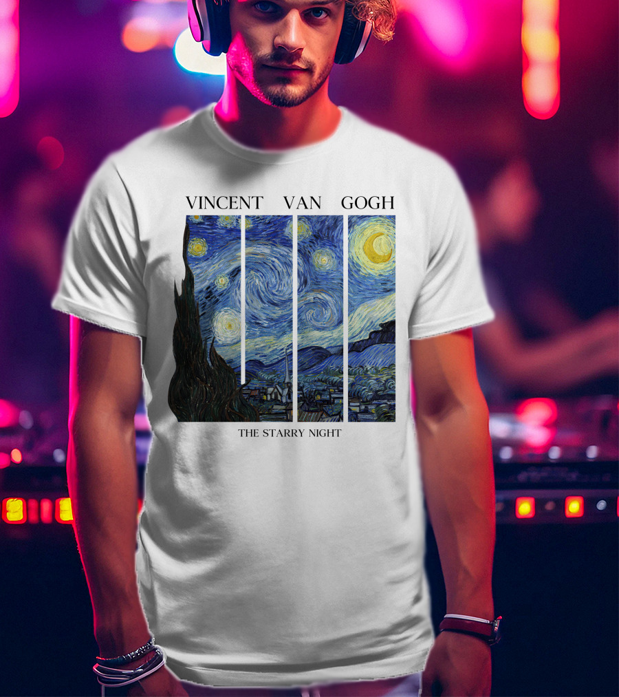 Vincent Van Gogh The Starry Night Quadrant Series T-Shirt