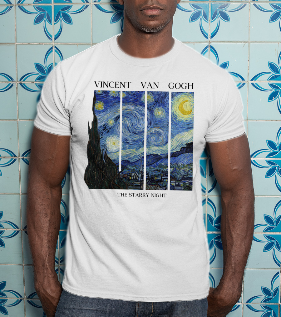 Vincent Van Gogh The Starry Night Quadrant Series T-Shirt