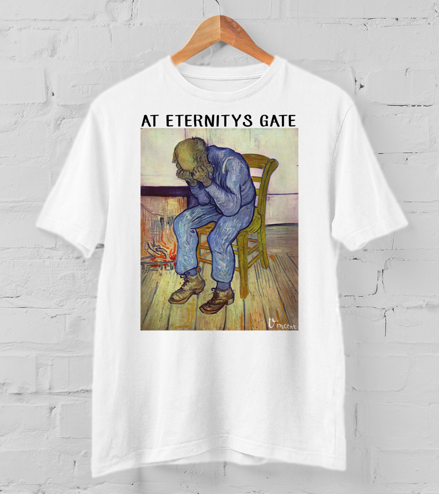At Eternitys Gate Vincent Van Gogh Vintage Painting Chair Fire Mood T-Shirt