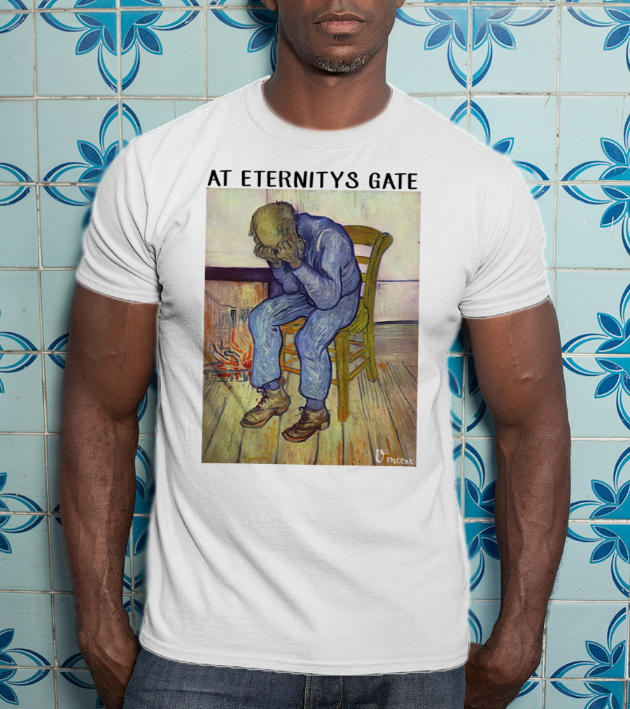 At Eternitys Gate Vincent Van Gogh Vintage Painting Chair Fire Mood T-Shirt