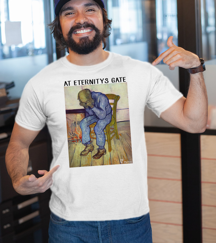 At Eternitys Gate Vincent Van Gogh Vintage Painting Chair Fire Mood T-Shirt