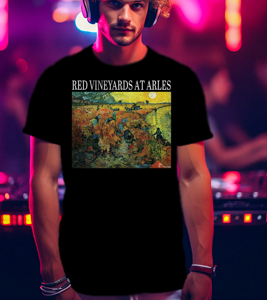 Red Vineyards At Arles Vincent Van Gogh Painting Dark T-Shirt