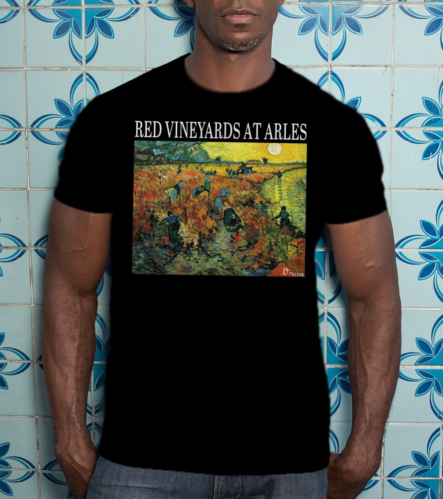 Red Vineyards At Arles Vincent Van Gogh Painting Dark T-Shirt