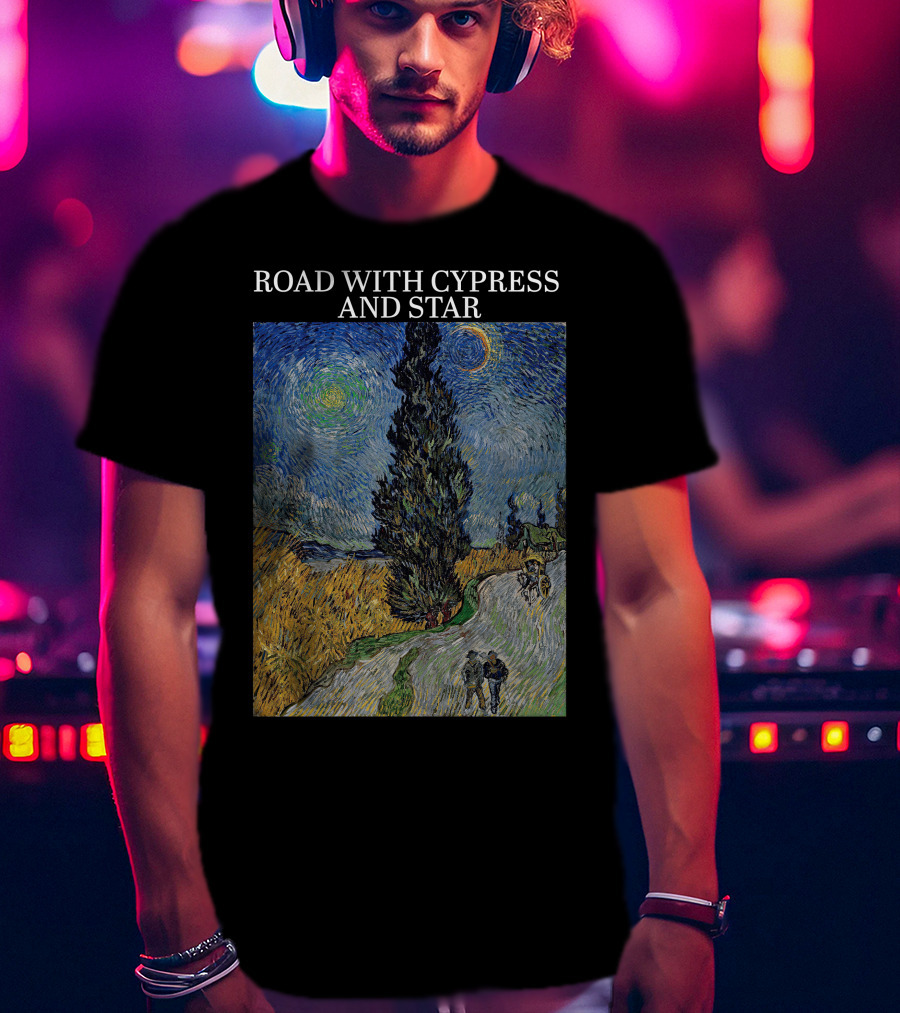Vincent Van Gogh Road With Cypress And Star T-Shirt