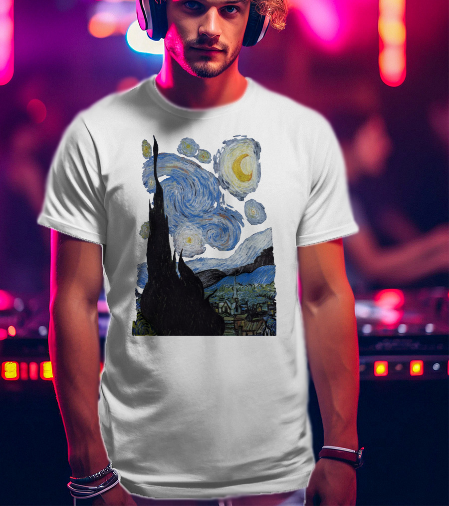 Starry Night Vincent Van Gogh Painting Swirls And Sky T-Shirt