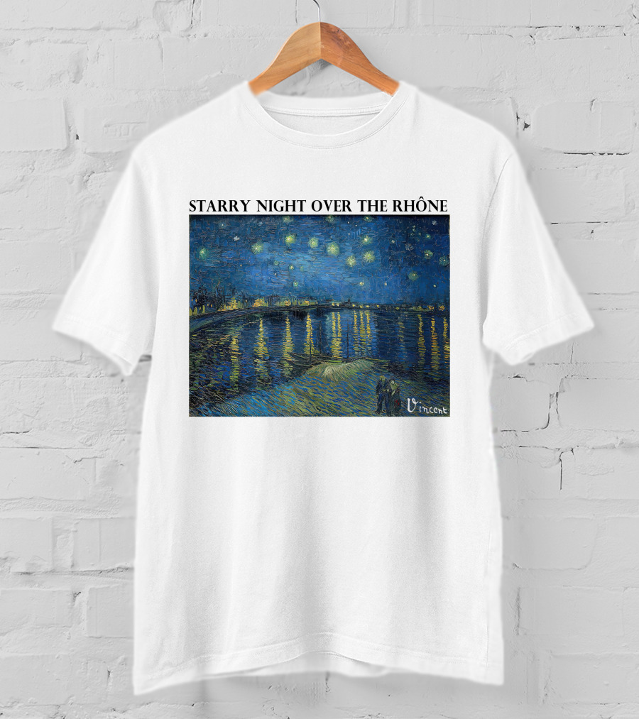 Starry Night Over The Rhône Vincent Van Gogh Vivid Blue Waterscape T-Shirt