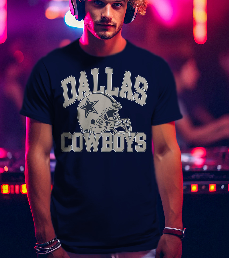 Dallas Cowboys Star Helmet Iconic Team Name T-Shirt