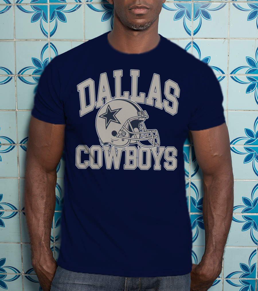 Dallas Cowboys Star Helmet Iconic Team Name T-Shirt